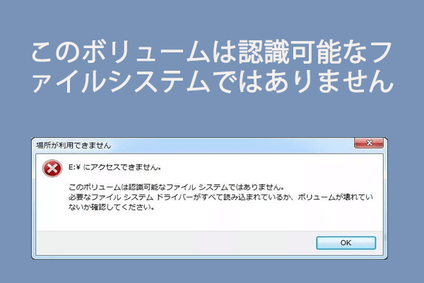 認識可能なファイルシステムではない の解決策